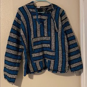 Blue and White Striped Mexican Jacket